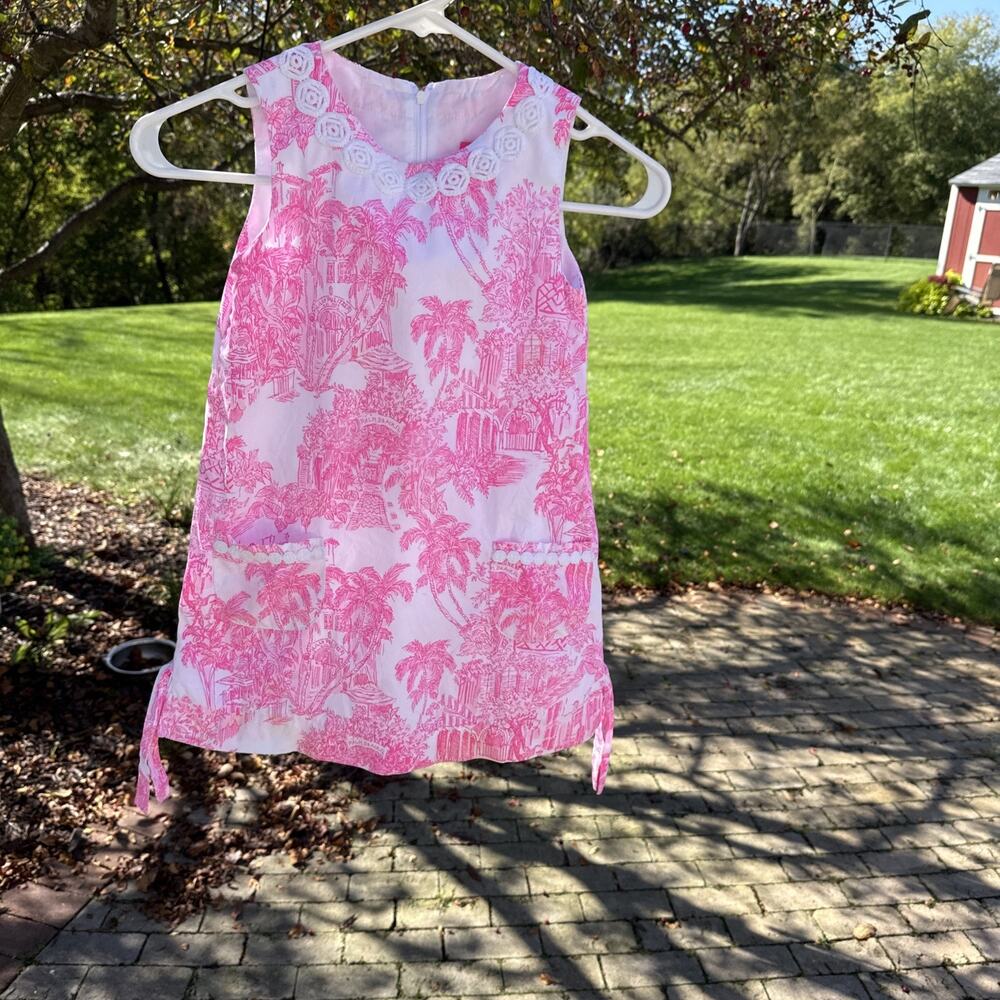 Lilly Pulitzer Girl's Little Lilly Shift Palm Beach Anniversary Toile Sz 6 (175)